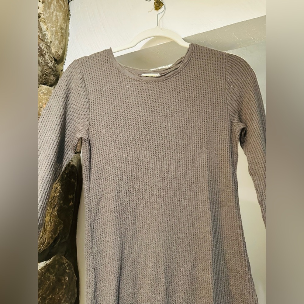 Nation LTD Alanna Long Sleeve Body Con Midi Dress Waffle Knit Gray Size S. - Picture 7 of 11